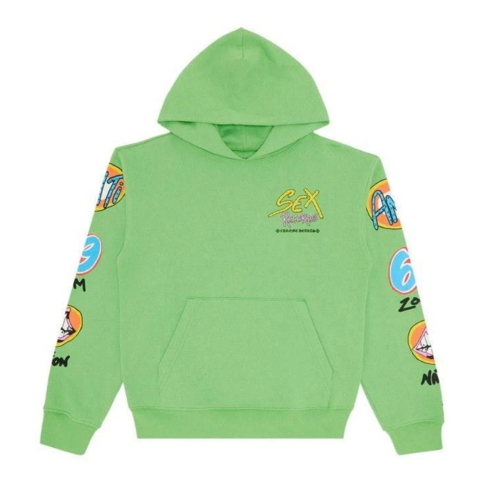 Chrome Hearts Matty Boy Green Sex Records Graphic Print Pullover‎ Hoodie Size M